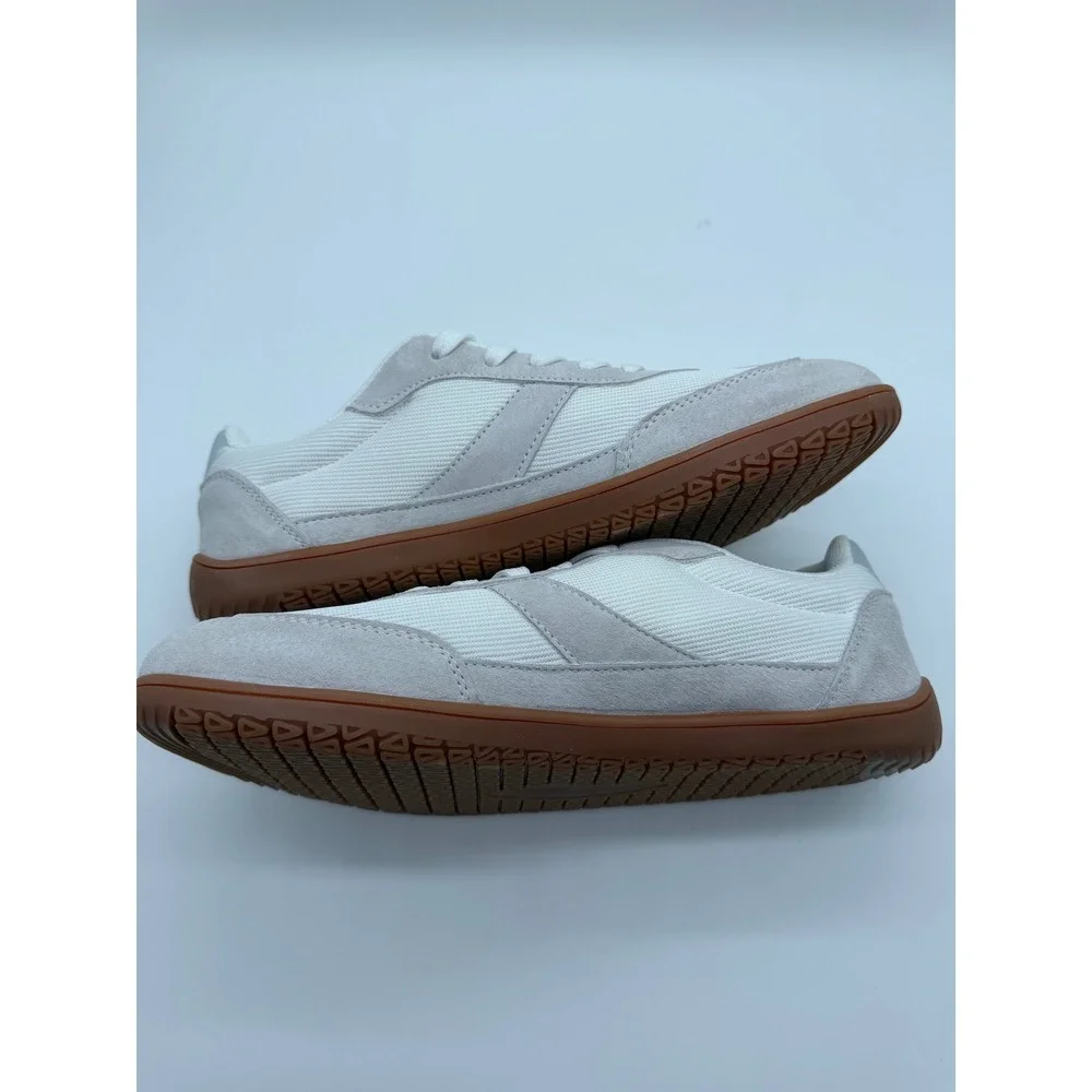 HSQ Suede Sneakers Wide Toe Box Gum Sole Grey White Low Top 9